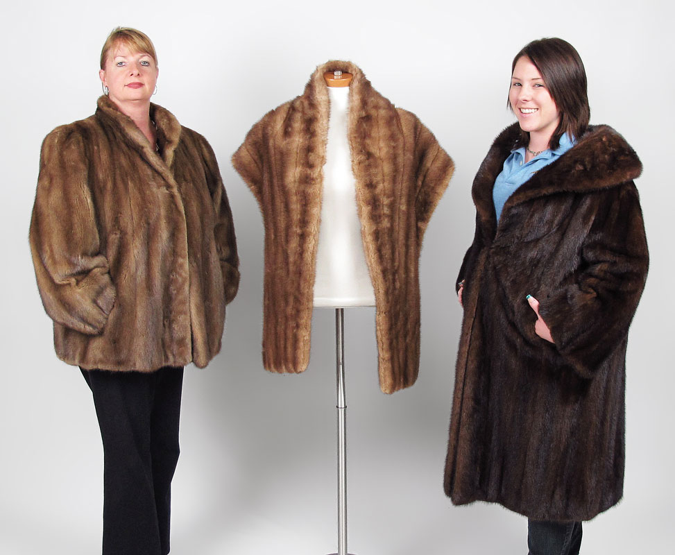 MINK COAT JACKET AND STOLE: One