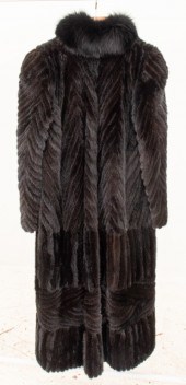 MINK & FOX FUR TRIM HERRINGBON