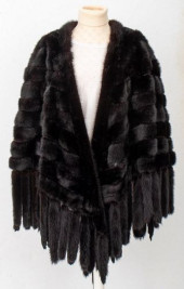 MINK FUR CAPE WITH TASSELS<br>