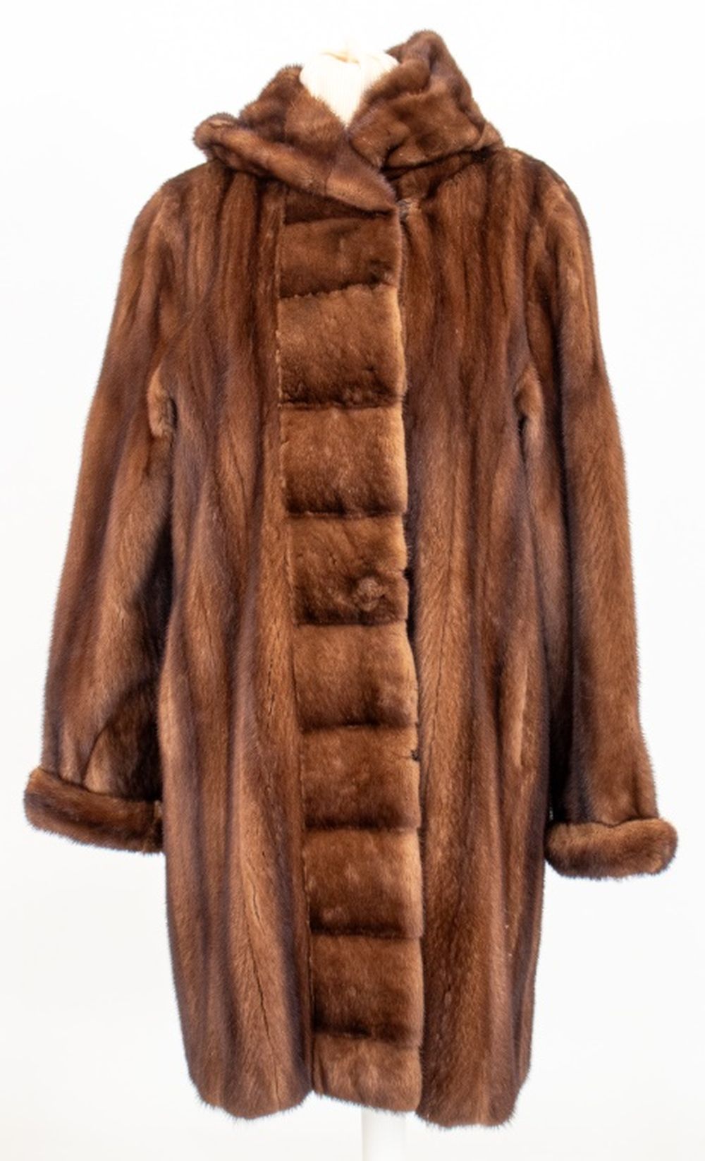 MINK FUR COAT WITH HOOD Mink fur