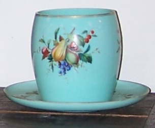 Mint green glass deep bowl and