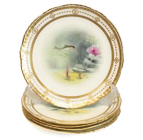 MINTON FISH DECORATED PLATESFive