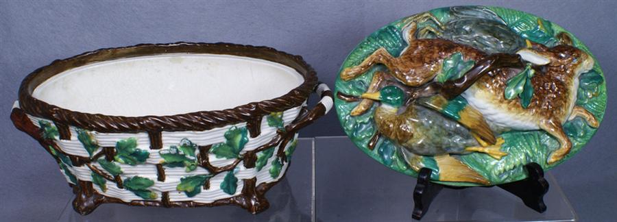 Minton majolica game pie tureen and