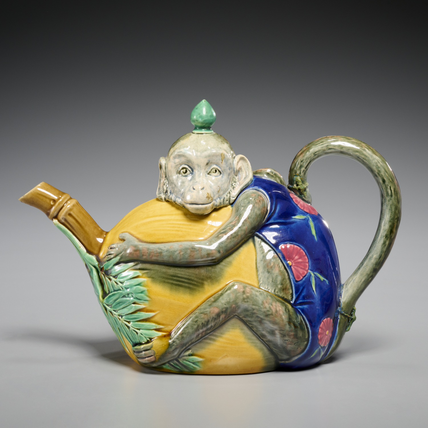 MINTON MAJOLICA MONKEY TEAPOT AND