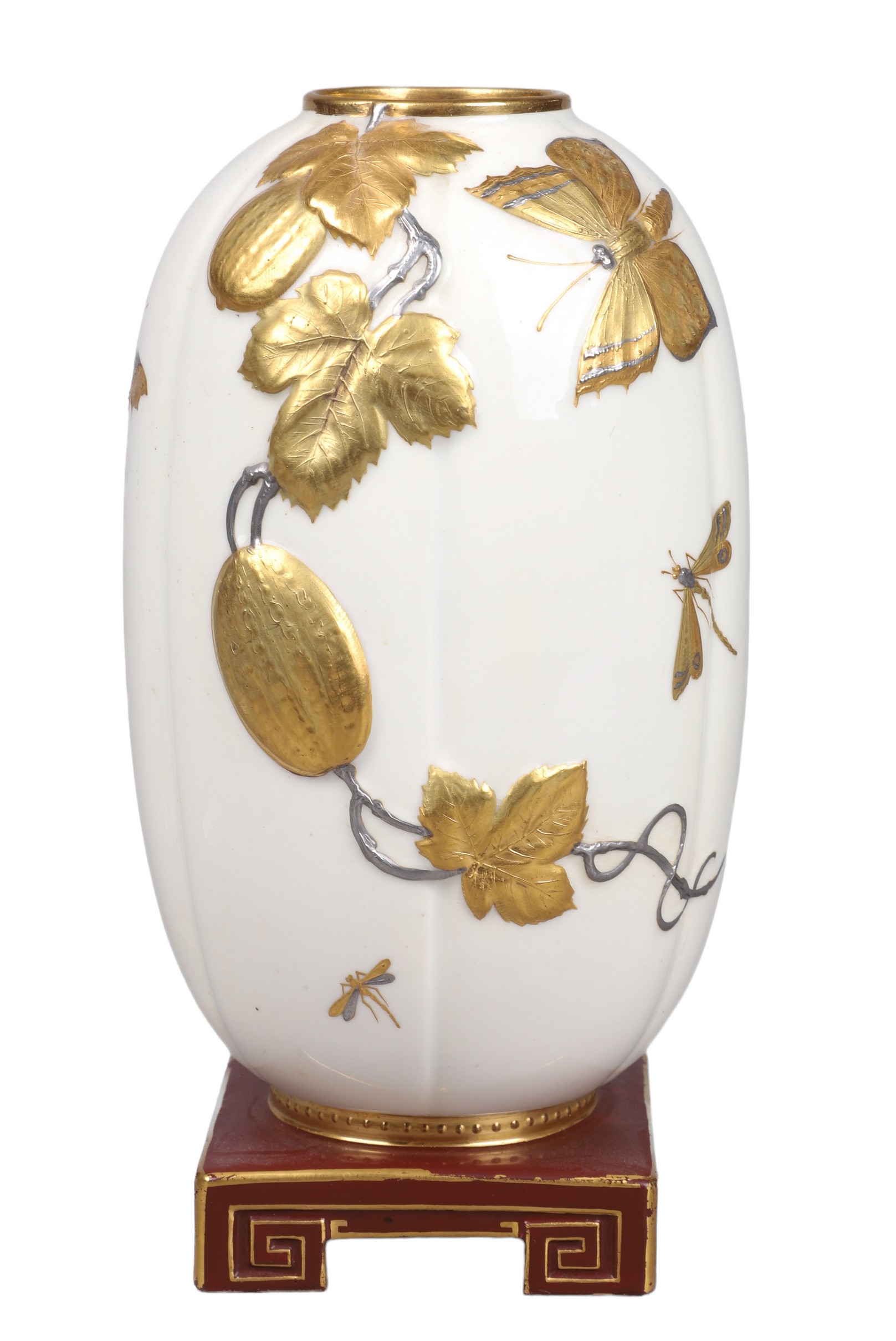 Mintons lobed porcelain vase, in