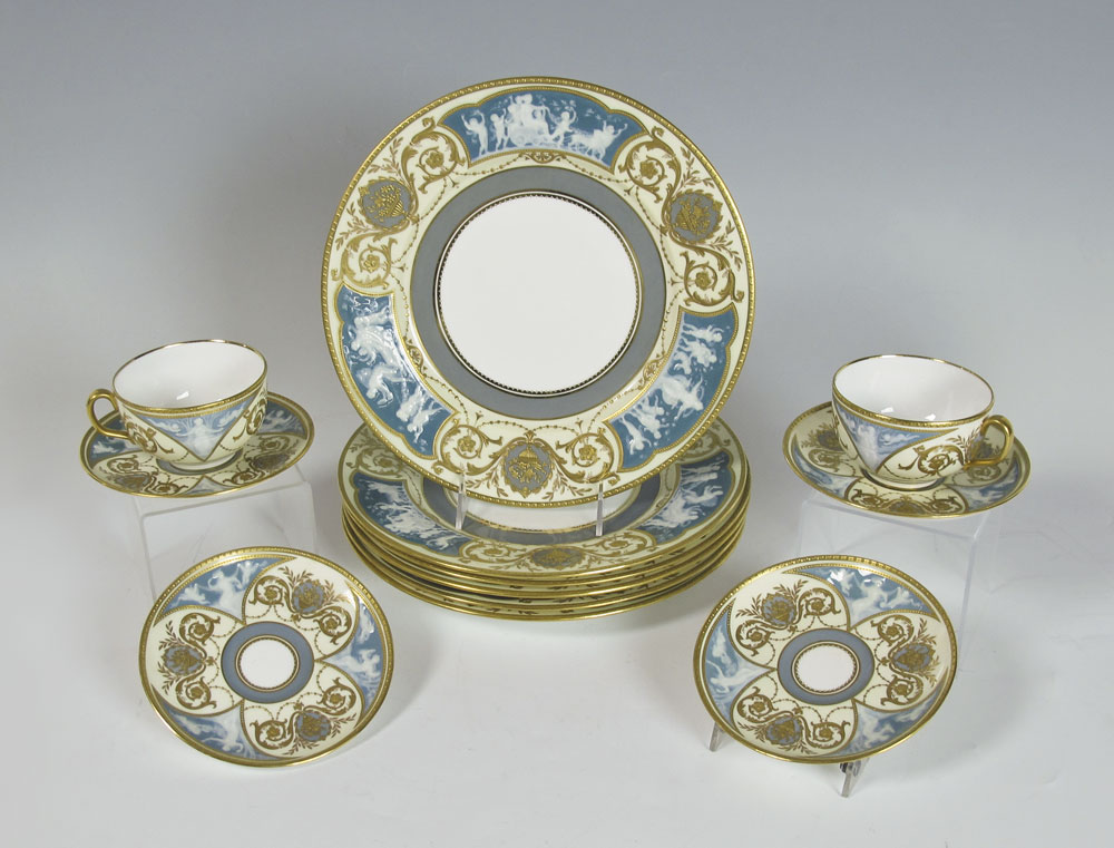 MINTONS PATE-SUR-PATE PLATE & CUPS: