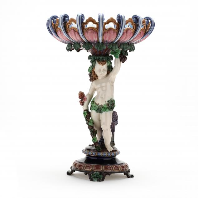 MINTONS STYLE MAJOLICA COMPOTE Late