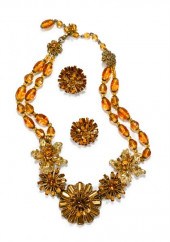 Miriam Haskell amber glass and