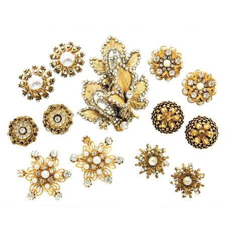 Miriam Haskell Pin and Six Pairs of