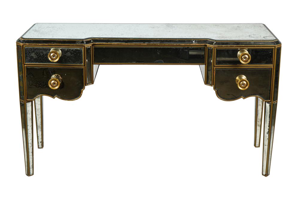MIRROR-CLAD VANITY TABLEwith a