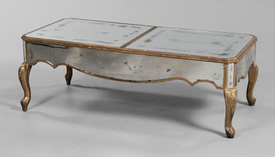 Mirror-Inset Gilt Wood Coffee Table