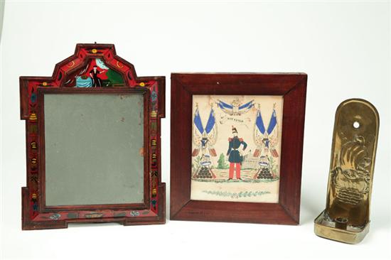 MIRROR  PRINT AND SCONCE.  American