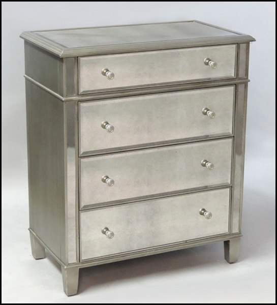 MIRRORED FOUR-DRAWER CHEST. H: 40''