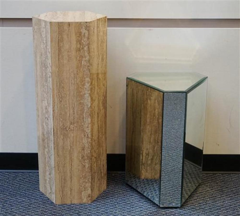 MIRRORED PEDESTAL AND A FAUX MARBLE