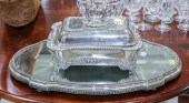 MIRRORED SILVER PLATE PLATEAU;