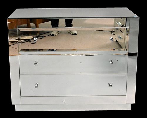 MIRRORED THREE DRAWER CHESTMirrored