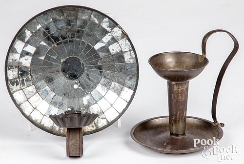 MIRRORED TIN CANDLE WALL SCONCE,