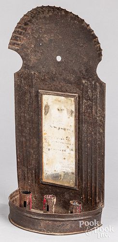 MIRRORED TIN SCONCE, 19TH