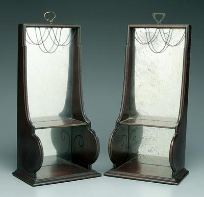 Mirrored wall sconces, mahogany,