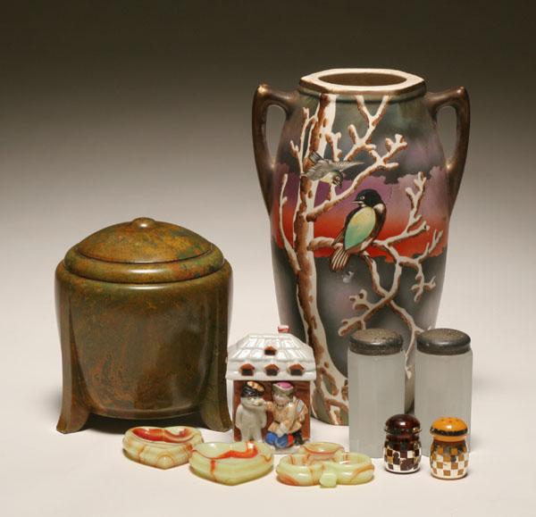 Misc. kitchenware salt and peppers,
