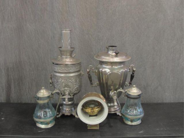 Misc. Lot: 2 Glass & Pewter Jugs, 2