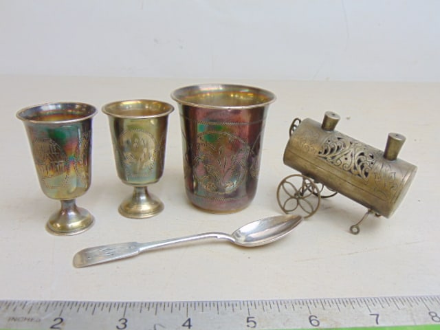 MISC. LOT JUDAICA SILVER, 2 CUPS,