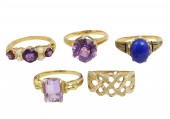 MISC. LOT OF 5 MIXED GOLD RING