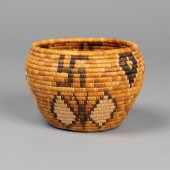 MISSION, BASKETRY JAR WITH BUT