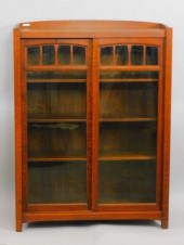 MISSION OAK BOOKCASE. (2) SLID