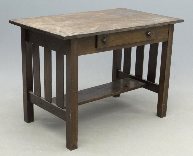 Mission oak desk. Veneer damage