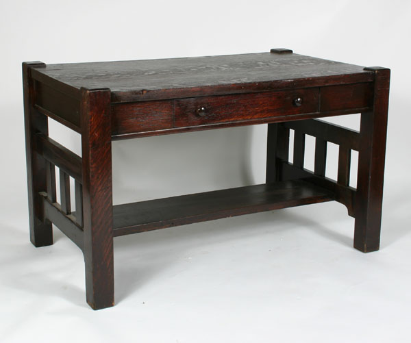Mission oak desk with single center