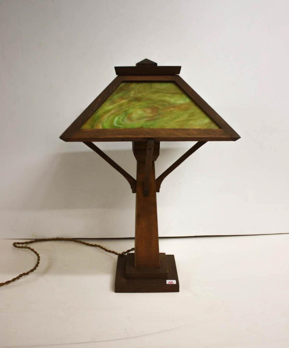 MISSION OAK LIBRARY TABLE LAMP,
