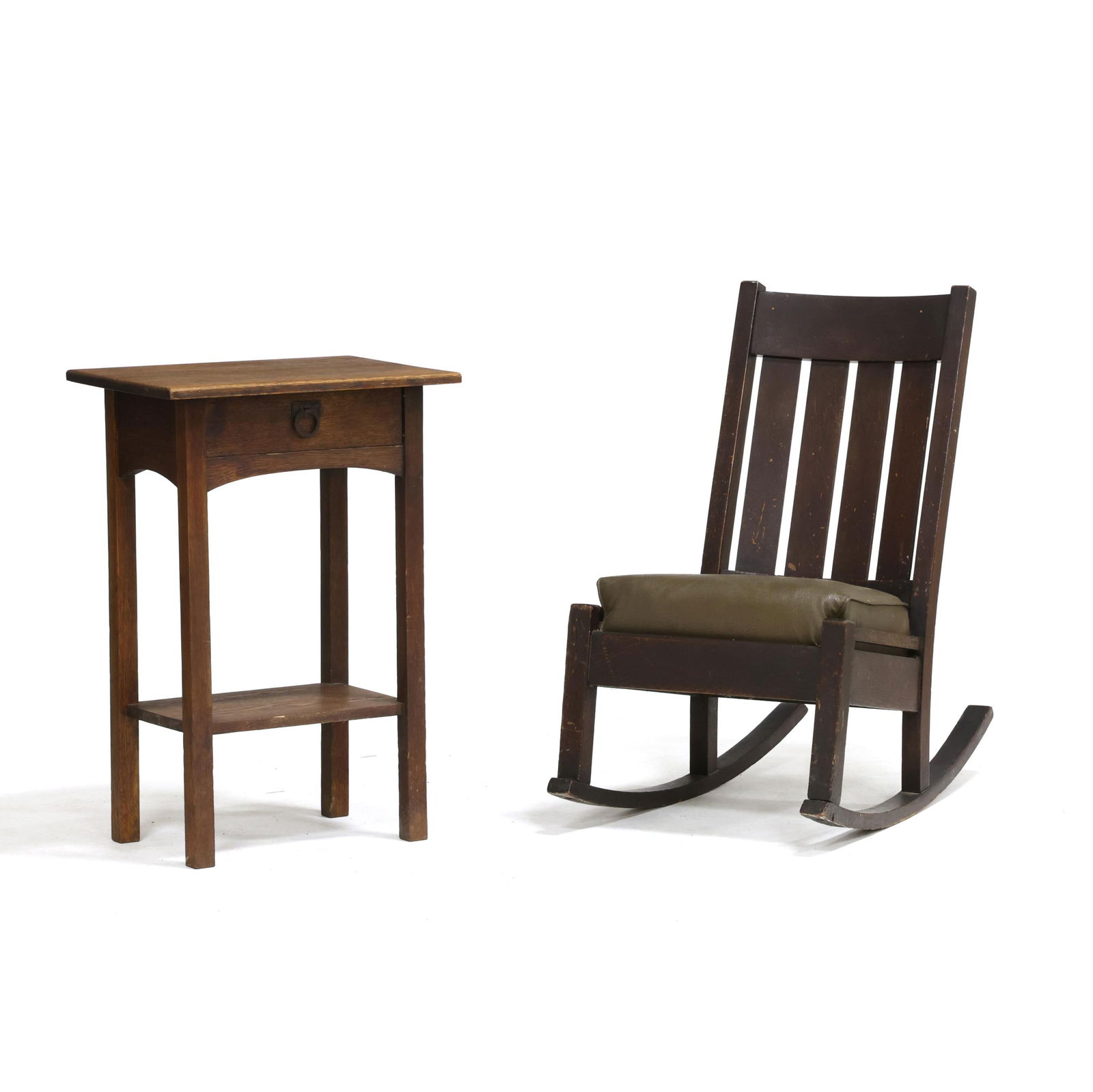MISSION OAK ROCKER AND ONE DRAWER