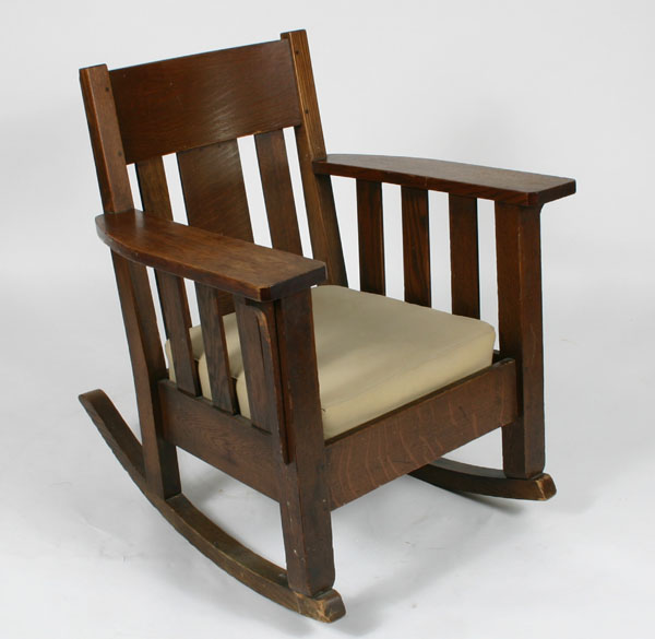 Mission oak rocker; quarter sawn