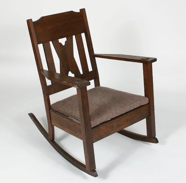 Mission oak rocker with double slat