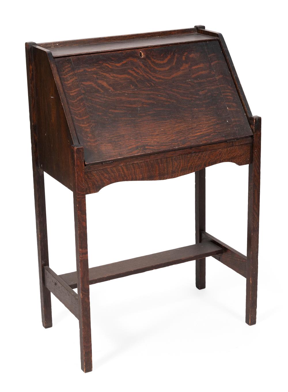 MISSION OAK SLANT-LID WRITING DESK,