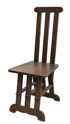 MISSION OAK SLAT BACK SIDE CHAIR,