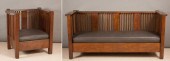 MISSION OAK SOFA AND ARMCHAIR