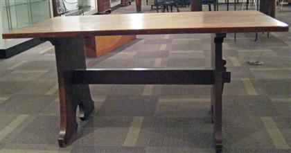 Mission oak trestle library  table
