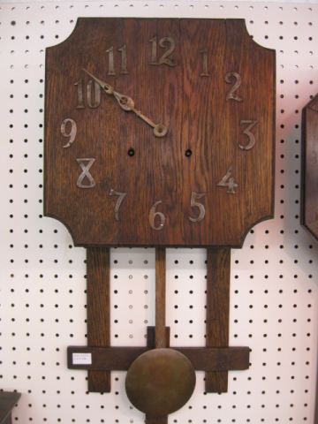 Mission Oak Wall Clock working.