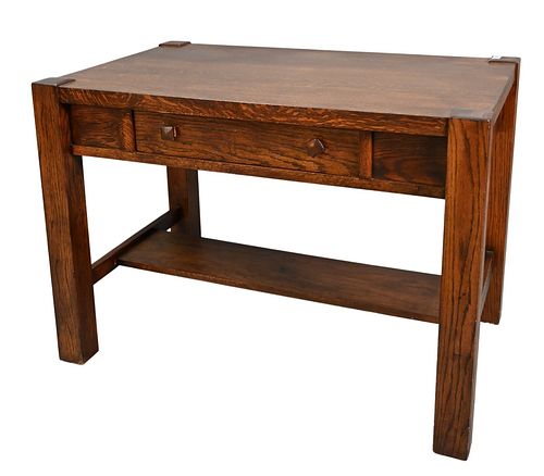 MISSION OAK WRITING TABLE, HAVING