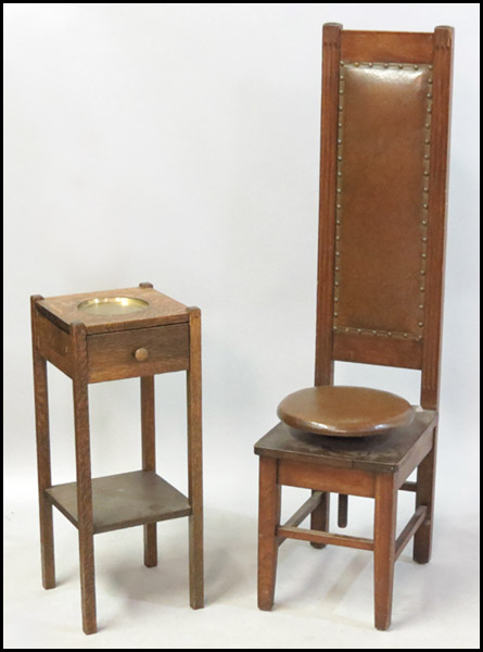 MISSION STYLE HIGH BACK SIDE CHAIR.