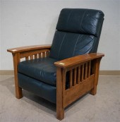 MISSION STYLE OAK GREEN LEATHE