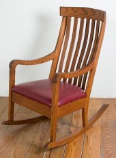 MISSION STYLE OAK ROCKING CHAI