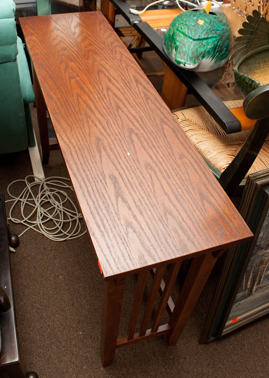 Mission style oak sofa table