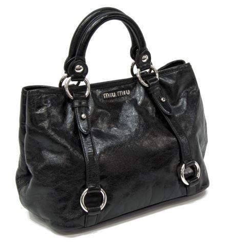 MIU MIU BLACK LEATHER HANDLE BAGMiu