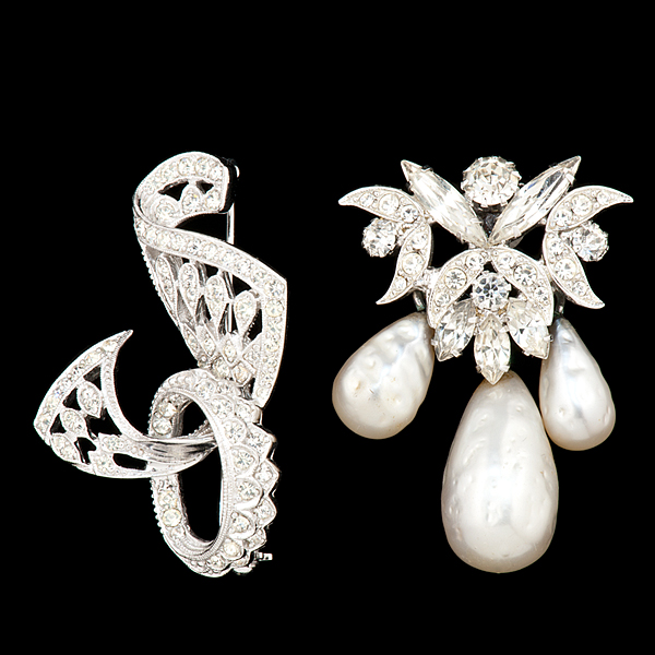 Mixed Designer Pair of Brooches