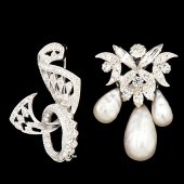 Mixed Designer Pair of Brooche