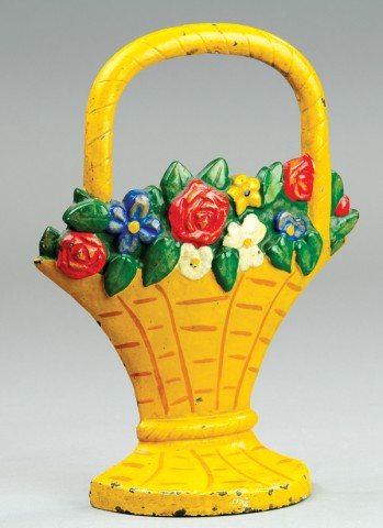MIXED FLOWERS IN BASKET DOORSTOP