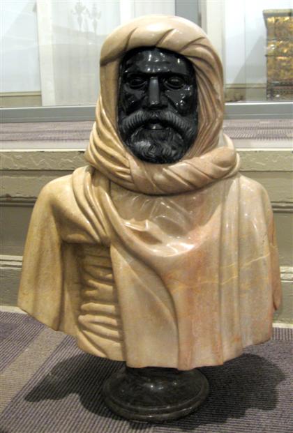 Mixed marble bust of a Moor    In